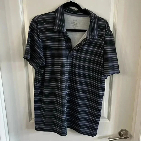 Nike Purple and Black Striped Mens Polo Size Large - Picture 1 of 6
